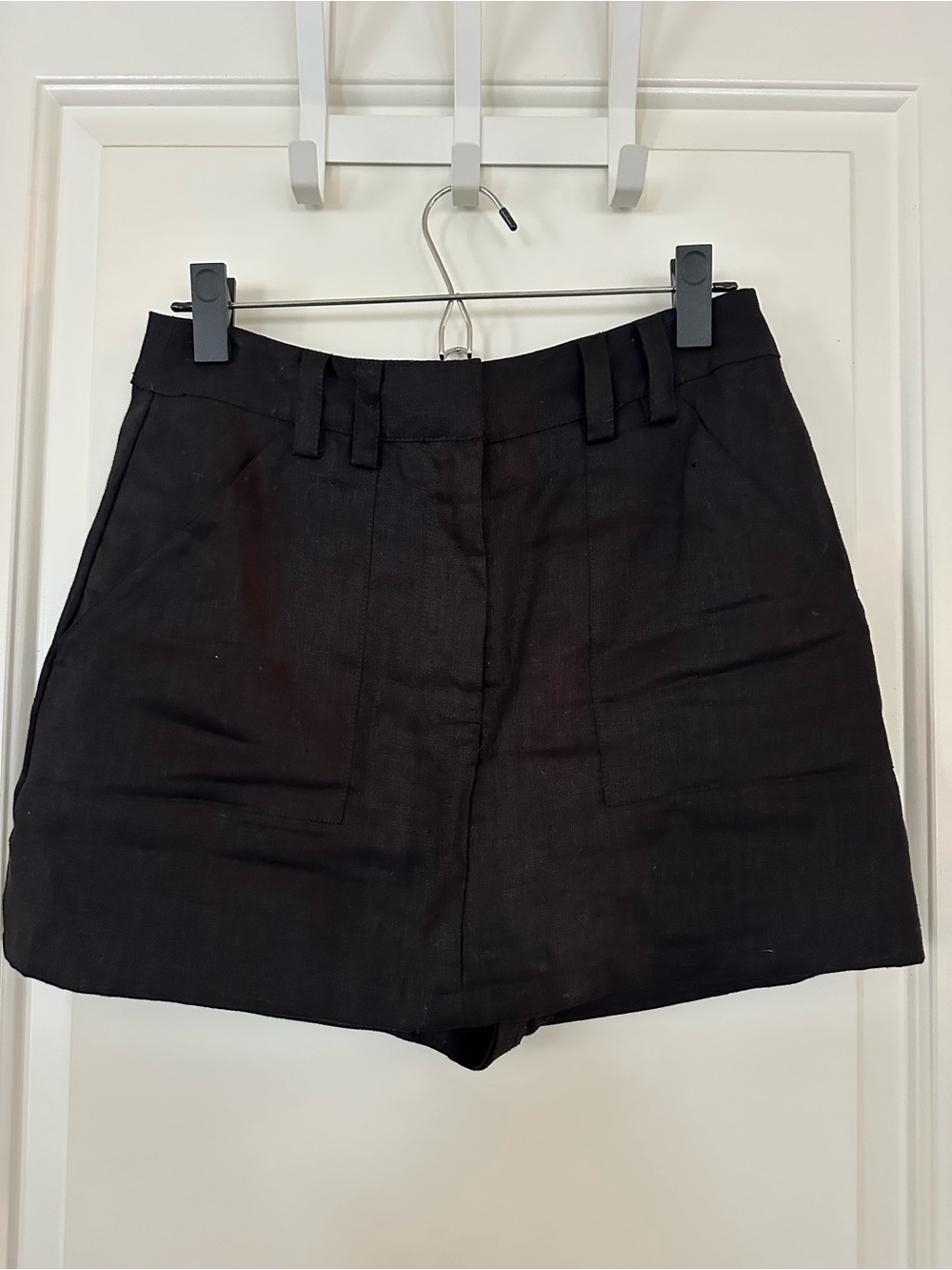 DISSH Black Eva High-Waist Tailored Linen Skort